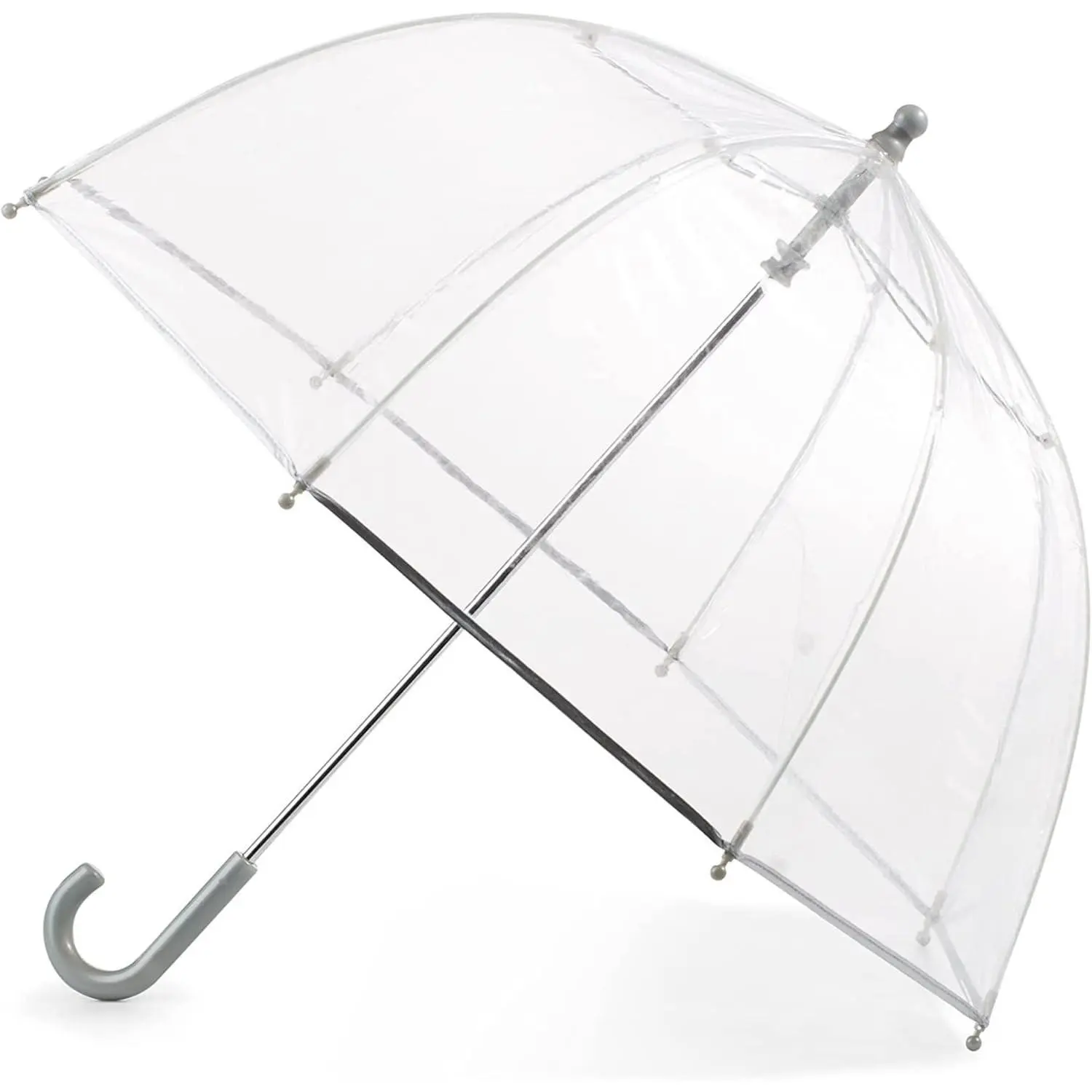 Children's Dome Bubble Rain Umbrella, Clear, Windproof, Lightweight, Fiberglass Frame, Stick, Full 36 Inch Arc
