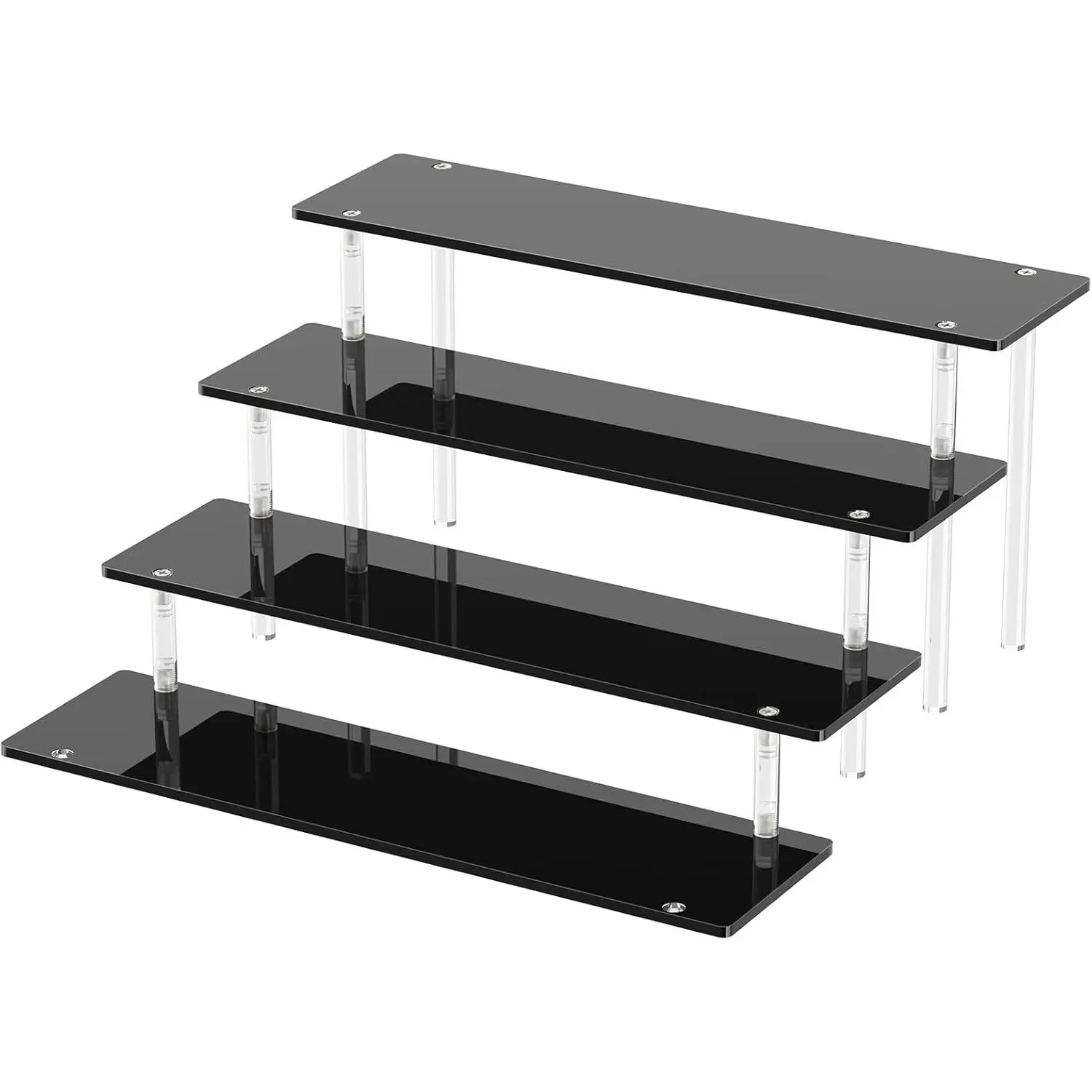 4 Tier Acrylic Display Risers, Black Perfume Organizer, Cupcake Stand| Large Dessert Display for, Display Shelf for Figure and, Riser Stand for Decoration and Organizer, 1 Pack