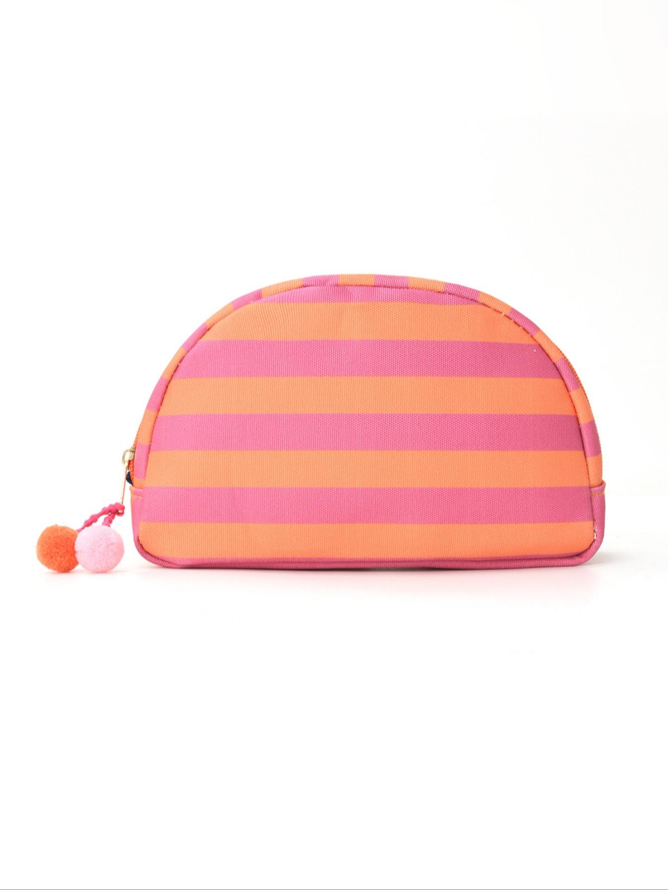 High-Value Striped Shell Storage Bag, Dopa Makeup Travel Fashion Simple Portable Washbag, Casual Style Zipper Design, All Seasons Use, Cosmetic Pouch, Makeup Organizer Pouch