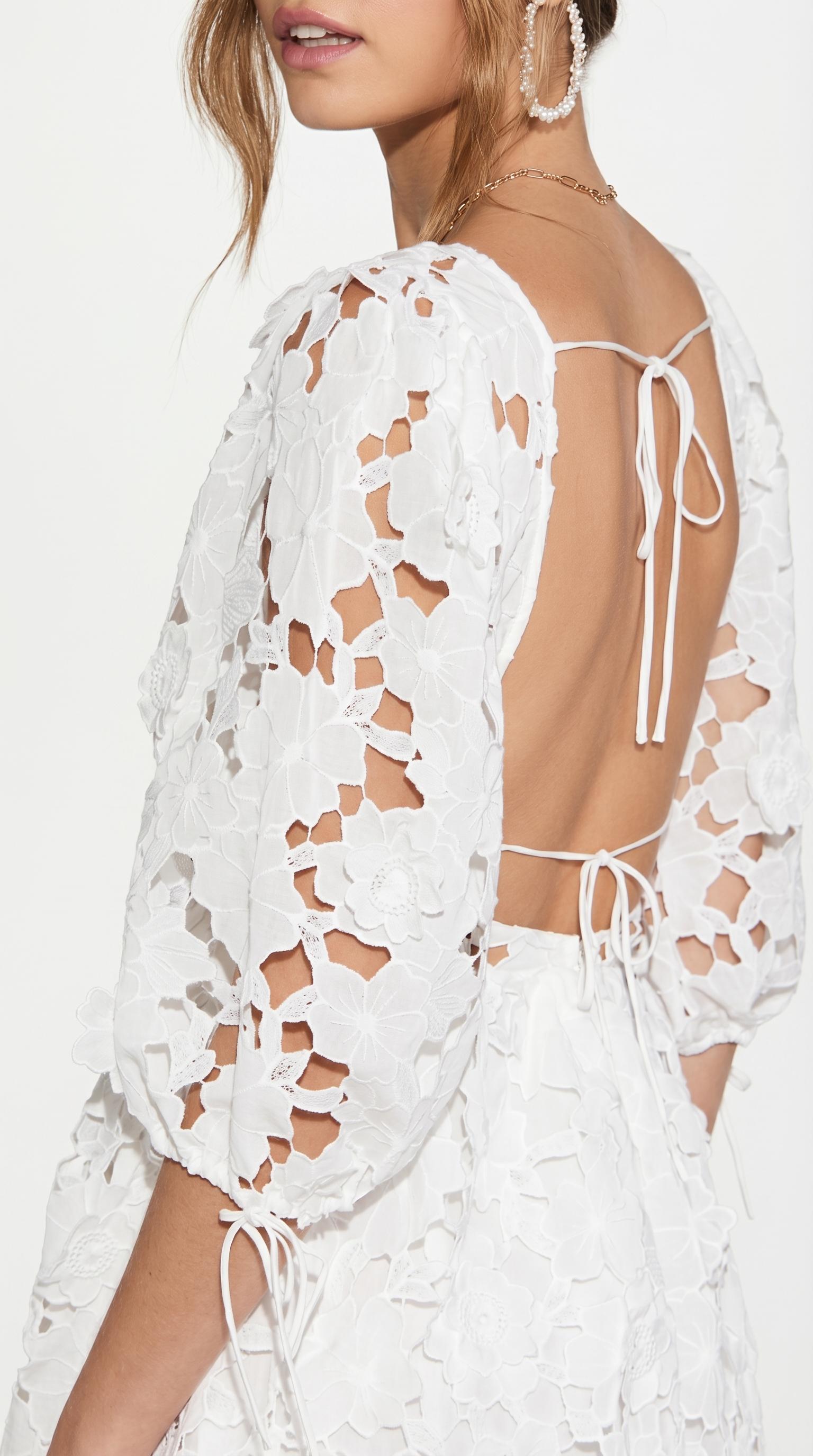 Women's Basic Paulette Floral Crochet Lace Mini Dress - Sexy Hollow-Out  Water-Soluble Lace, Half Sleeves, Backless Tie Straps, Floral Details,  Casual Women's Clothes, Basic Clothes - TikTok Shop