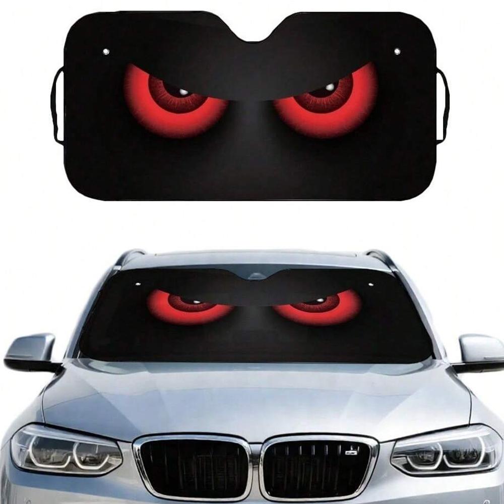 1pcs Cute Eye Car Sunshade, UV Protection, 59x27 Inch Roll-Up Polyester Foldable, Fits Rvs Suvs, Universal Fit, All-Season Use