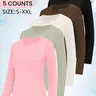 Women's Thermal T-Shirts Fleece Lined Athletic Tops, Solid, Long Sleeve Compression Workout Baselayer for Cold Weather, Soft Breathable Round Neck Thermal Tops, Casual Fall & Winter Fitted Layering Shirts, Daily Wear