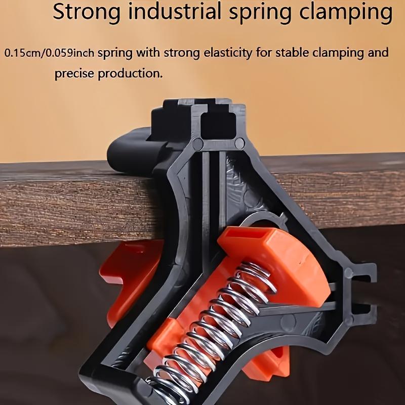 4pcs Adjustable Spring-Loaded Right Angle Corner Clamps - Heavy-Duty Plastic Woodworking Clamps with Ergonomic Handle & Locking Mechanism, Clamp with Thread, Multi-angle Clamping For Cabinets, Photo Framing