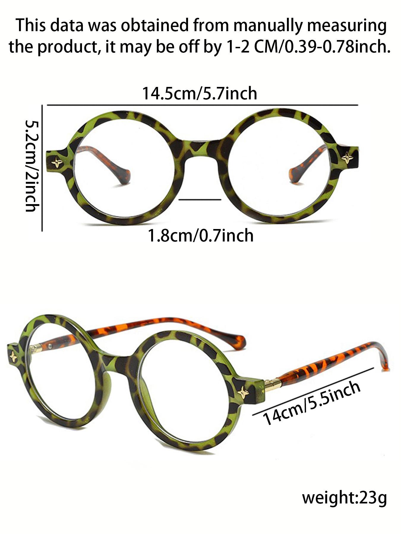 Vintage Tortoiseshell Pattern Eyeglasses, Retro Round Frame Eyeglasses for Women & Men, Fashion Eyeglasses for Work, Daily Clothing Decor, Perfect for Student Daily Use, Leopard Pattern Eyeglasses