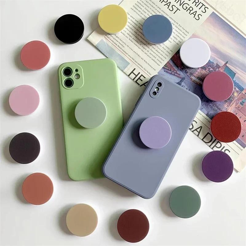 Solid Color Design Soft Silicone Mobile Phone Grip Holder, Collapsible & Expandable Phone Grip Stand, Phone Accessories for Smartphones