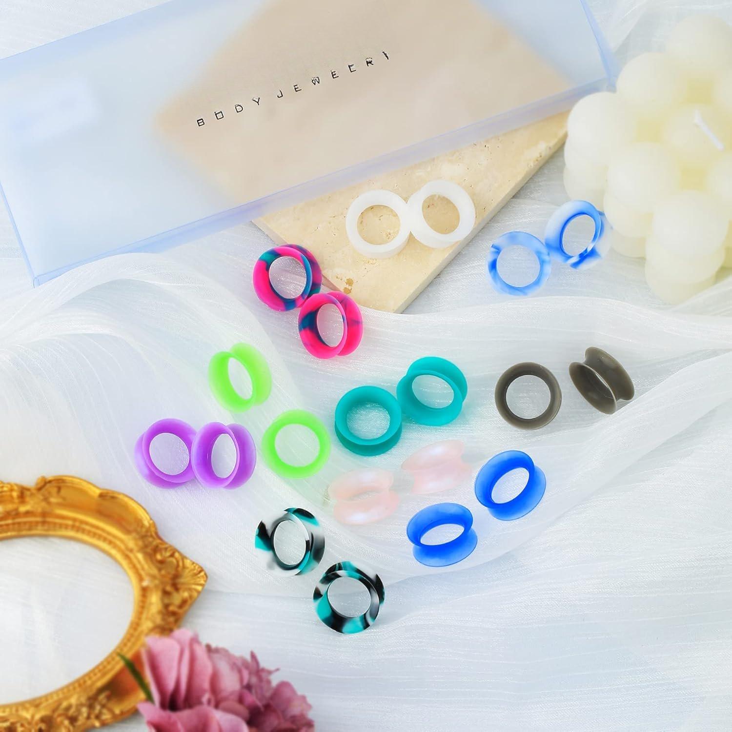 20 count Soft  Ear Gauges  Tunnels Plugs Stretchers Expander Double Flared  Tunnels Ear