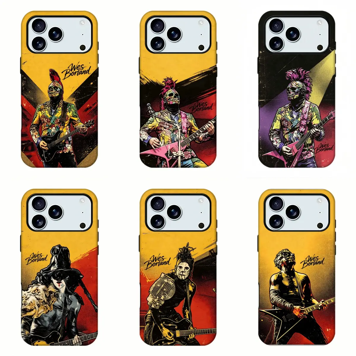 Wes Borland Rock Guitarist Portrait Print Phone Case, Nu Metal Punk Style Shockproof Heavy Metal Fans Trendy Mobile Phone Shell for iPhone11 12 13 14 15 16 17pro max and Samsung S21-S26 .Perfect for Her/HimGirly Phone Caseslovely gift