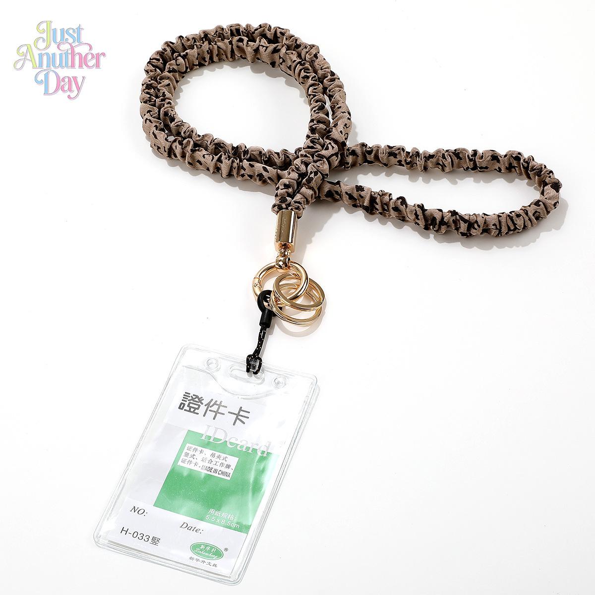 New Scrunchie Style Elastic Lanyard, stretchy pleated fabric strap with gold-tone hardware, multi-functional for ID badges, keys, and phones, available in trendy prints and solid colors, soft, comfortable, and durable for everyday use, Accessories, Mobile
