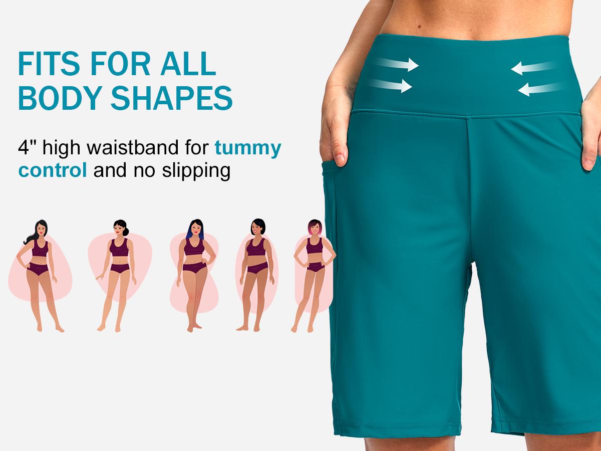 G Gradual Women's Swim Board Shorts with Pockets 9" Long High Waisted Knee Length Stretchy Trunk Beach Swimming Shorts for Women with Liner Summer Swim Bottoms G Gradual Women's Swim Board Shorts with Pockets 9" Long High Waisted Knee Length Stretchy Trunk Beach Swimming Shorts for Women with Liner Summer Swim Bottoms
