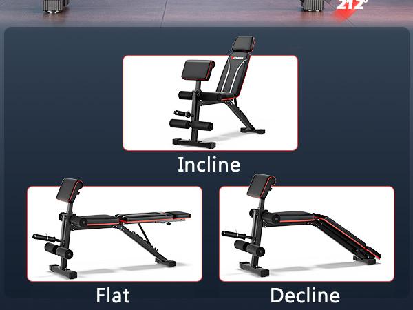 Bearbro Foldable Workout Bench, Adjustable Weight Bench with Leg Extension, Preacher Pad, Extended Headrest, 880LBS Collapsible Bench for Home Gym Full Body Workout Strength Training