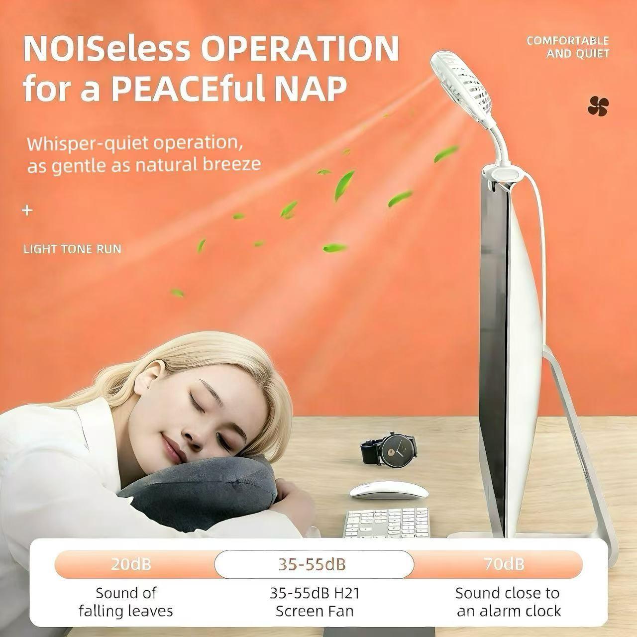 Desktop fan, monitor fan clip with 2 fan heads,3gear wind speed, office desk fan, USB powered cooling fan, quiet breeze, portable fan that does not take up space, suitable for laptops, games, homes, conferences, desktop computers