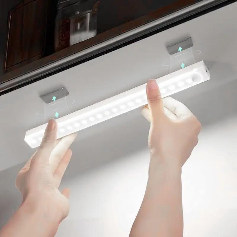 6-Piece LED Motion-Sensor Strip Light Set, USB Rechargeable Adjustable Leds Indoor Lighting for Closet, Cabinet, Kitchen, Desk, Night Light, Hallway and Stairs