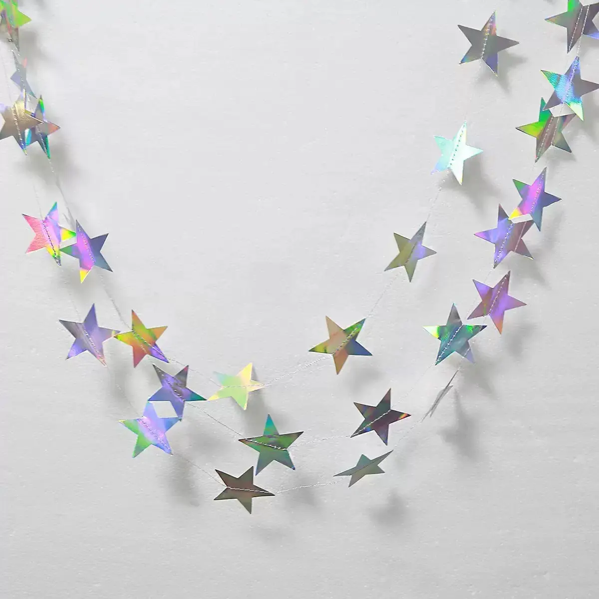 Shiny Cutout Star Sequin Ceiling Decoration, Hanging Ornament, 157.48 Inches Laser Cut Paper, Wedding, Christmas, Birthday Party, Halloween Decor, Home Party Decorations