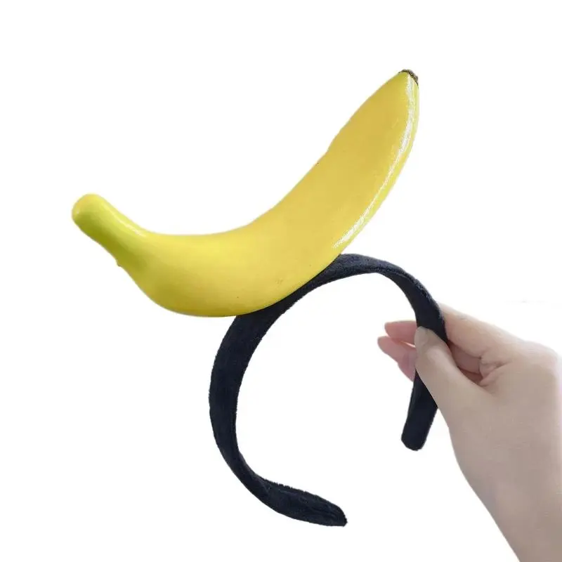 Unisex Soft Stuffed Cartoon Headbands - Pepper, Banana, Vegetable Designs with Bow, Funny Fruit & Veg Hair Hoop for Party