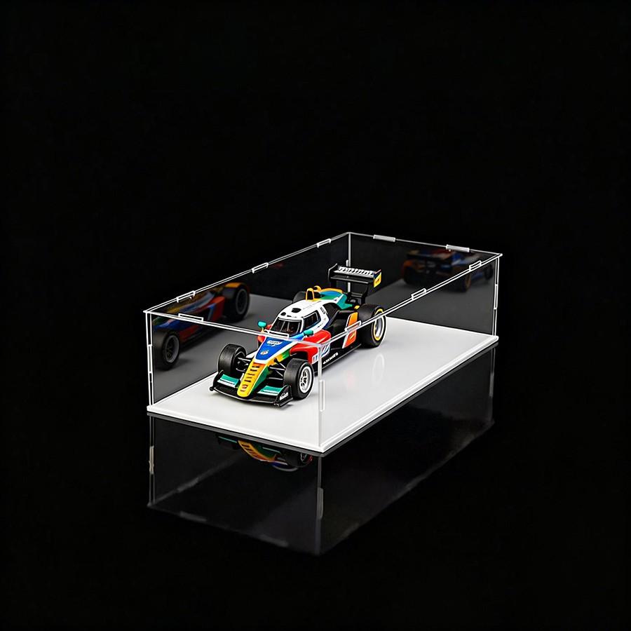 Clear Acrylic Simple Self-Assembly Display Box with White Base, Removable Figures Toys Props Display Riser Stand, Cube Countertop Decorative Storage Box for Home Organization, 40*20*10cm(Model not included)