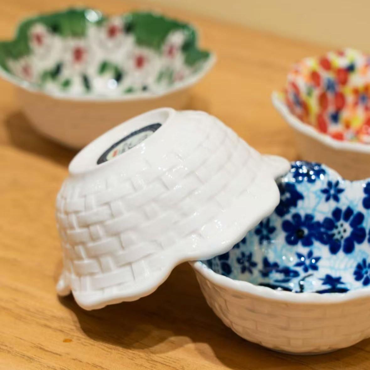 Bohemian Style Ceramic Dipping Sauce Dish Set, Creative Petal Edge Condiment Bowls, Multi-Functional Soy Sauce Vinegar Snack Plates Kitchen Utensils