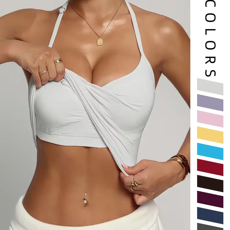 Women's Sleeveless Halter Top Double Layer with Bra Pads | Breathable & Supportive for Workout, Running & Yoga