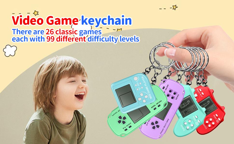 24 Pack Video Game Keychains Video Game Party Favors Mini MultiColors Gamepad Keychain Bulk for Kids Birthday Party Supplies Goodies Bags Stuffer