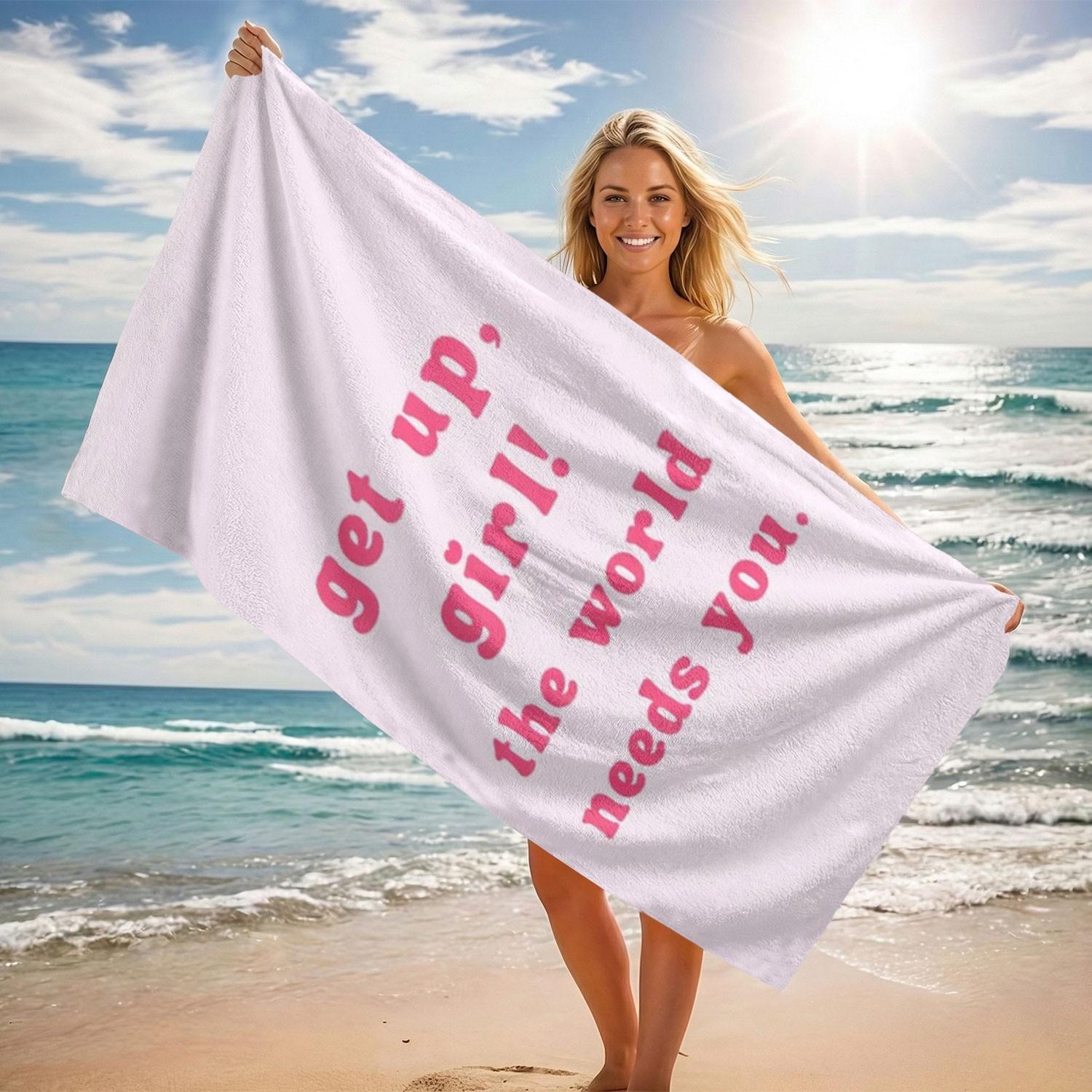 1PC Inspirational Quote Beach Towel for Friends | Soft Outdoor Towel for Travel Yoga Camping Swimming | Vacation Must-Have Gift | Pool & Beach Holiday Essentials