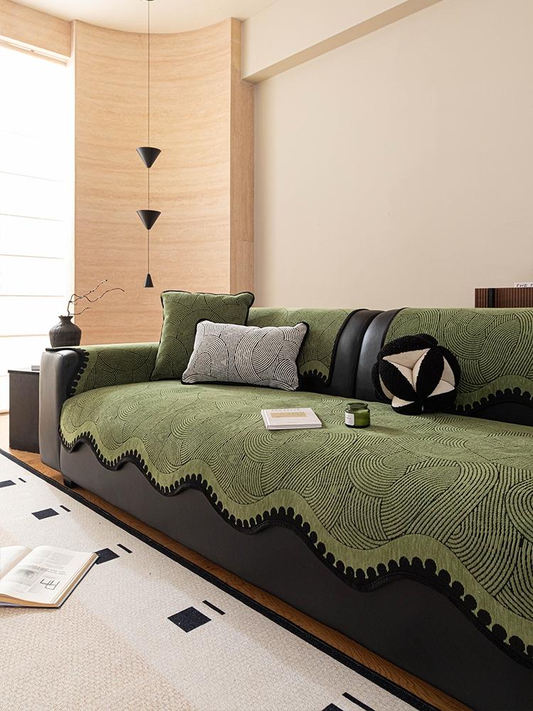 Vintage Style Chenille Sofa Pad, Cat Scratch Proof Sofa Protector, All-Season, Suitable for Living Room, Bedroom, Office, 100% Polyester Fiber