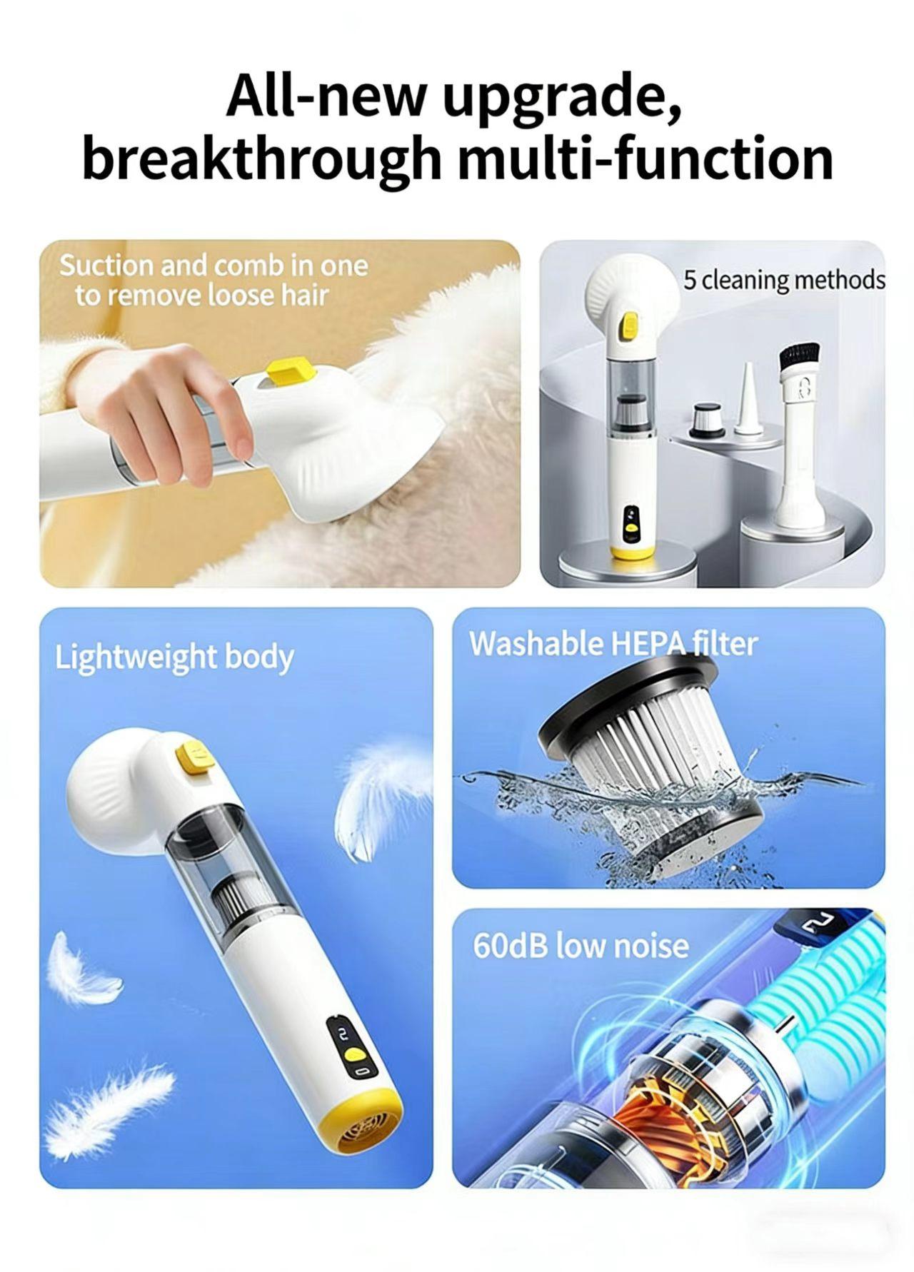 All-in-One Pet Grooming, Vacuuming, and Blowing Machine; Cat Hair Cleaner and Adsorber; Fully Automatic Vacuum Cleaner; Carpet and Bedding Hair Remover; Powerful Suction; Wireless Charging; Multi-Functional