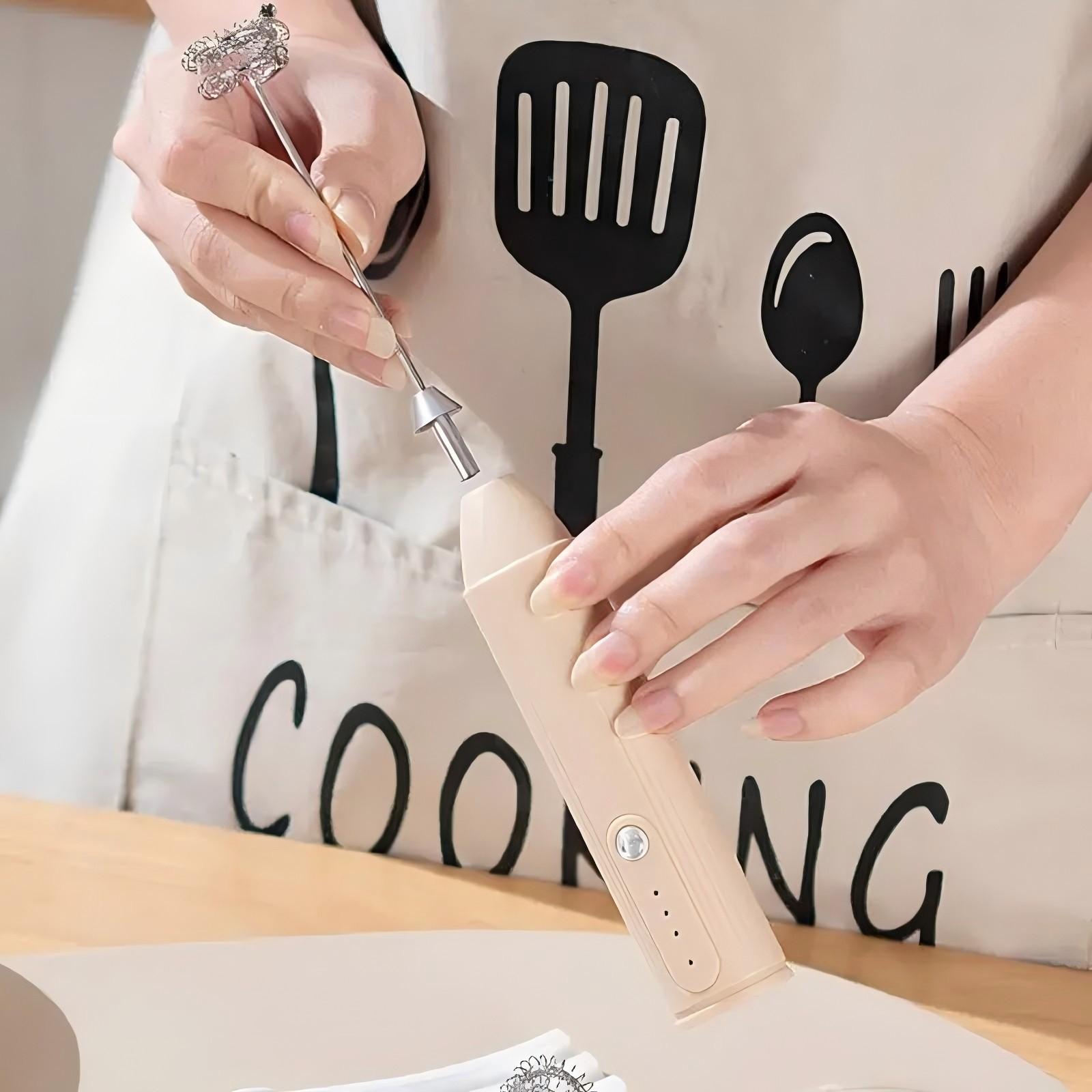 Electric Milk Frother, Handheld Electric Foam Maker, Stainless Steel Whisk Blender, Rechargeable for Coffee, Matcha, Latte, Cappuccino