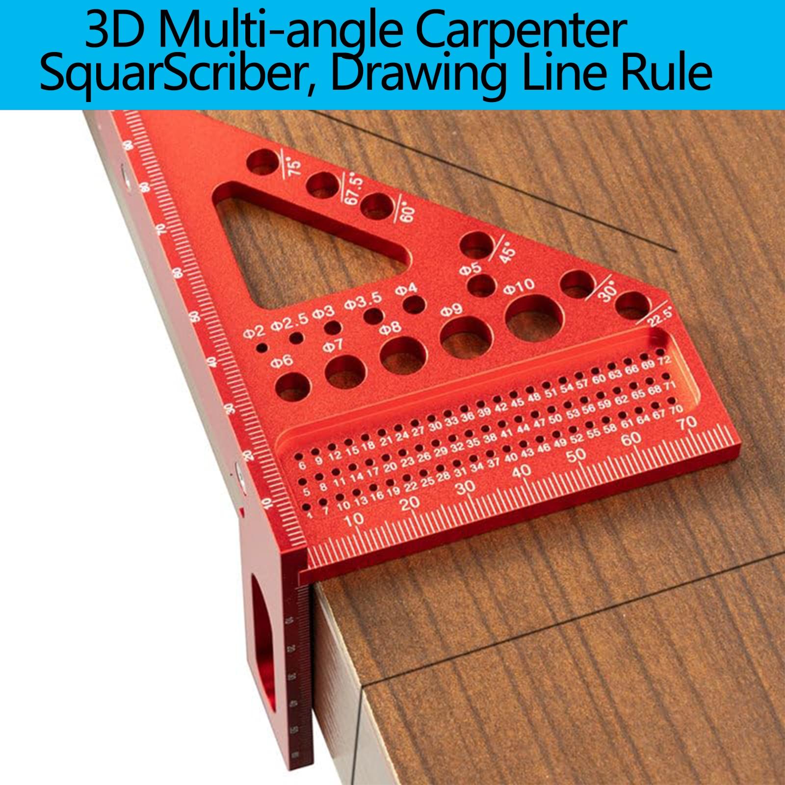 Precision Premium Versatile Multi-Angle Carpenter Square Measuring Ruler for Woodworking, Engineering, and Construction, 3D Multi-Angle Measuring Ruler - Small Carpenter Square Woodworking Tool, Triangle Ruler, Woodworking Square Protractor