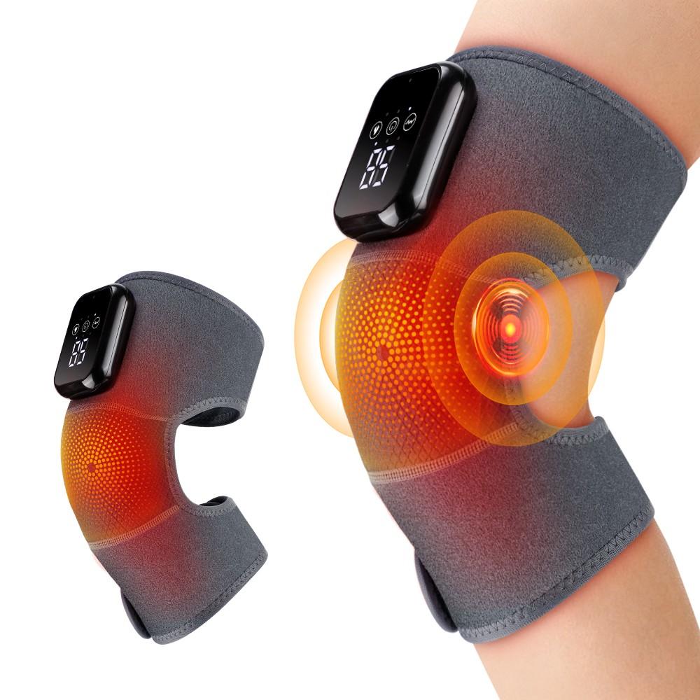 Hot compress vibrating knee joint massager, extended heating knee pad, 3 types of vibration and 3 levels of hot compress, massage knee pad, adjustable extension strap for joint discomfort, suitable for gifting to parents and friends