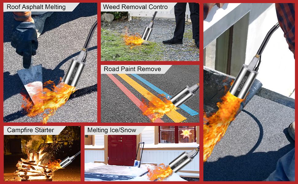 Portable Propane Torch Burner Weed Torch High Heat Output Blow Torch with 10FT Hose & Storage Bag for Garden Use Outdoorfun