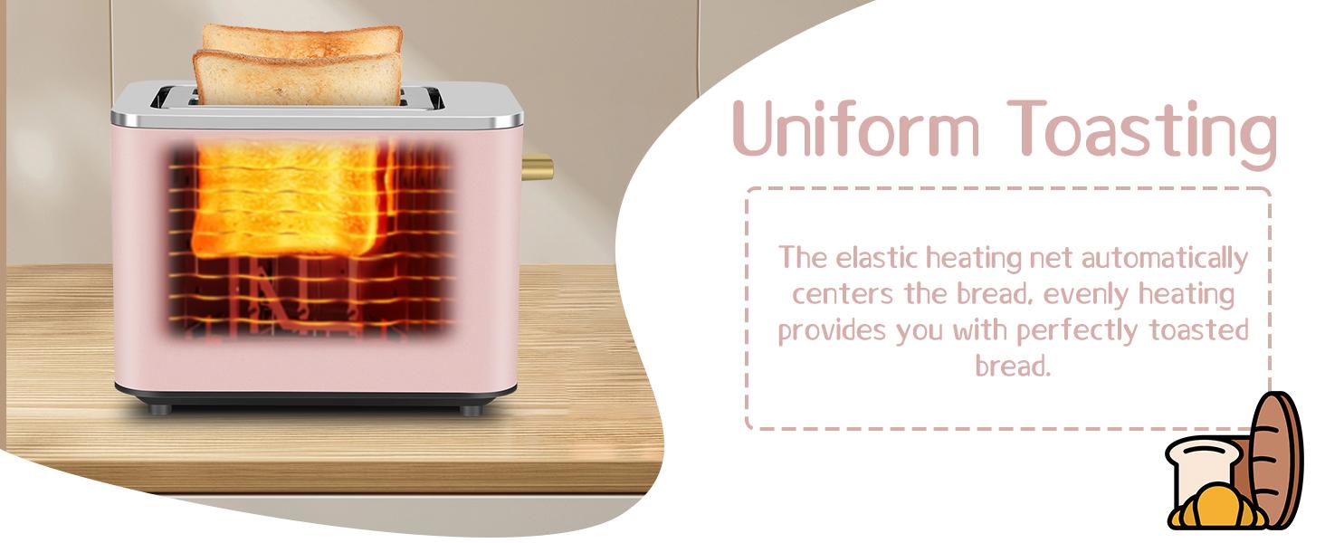 Toaster 2 Slice, Smart Stainless Toaster,Touch Control Screen,  6 Shade Setting, 6 Bread Selection, Countdown, Removable Crumb Tray, 900W, Peach Pink toaster 2  slice Toasting Defrost Kitchen Appliances Multifunction Durable Toastie Maker tiktokshopspring