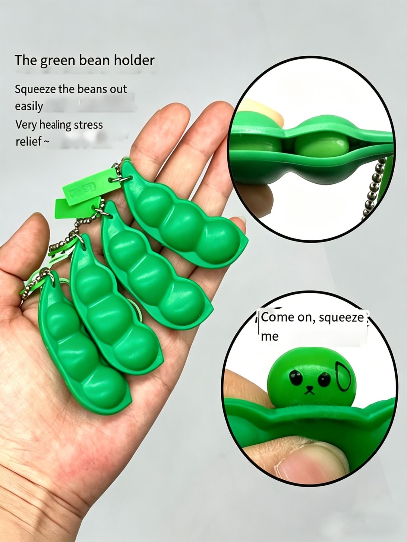 4pcs Creative Stress Relief Simulation Peas, Random Color Squeezable Bean Toys, Cute Cartoon Hanging Decorations, Fun Compression Playsets