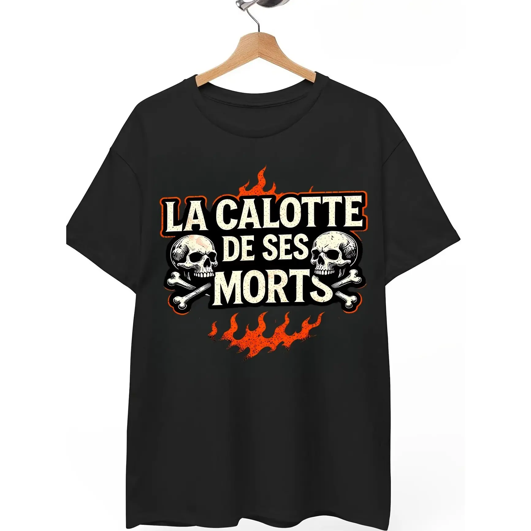 La Calotte De Ses Morts Skull Flame Graphic T‑Shirt, Comfort Cotton Oversized Fashion Outfit, Cute Punk Gothic Tee, Perfect Holiday Gift for Friends, Best Present for Him Her Valentine's Day