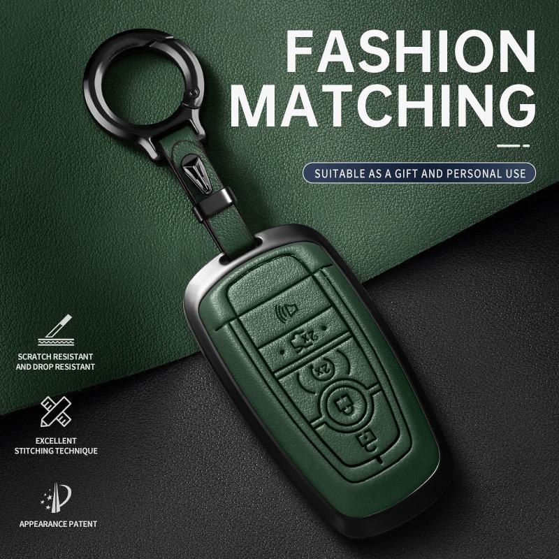 For Ford Key Fob Cover Leather Car 2017-2024 Bronco Escape Mustang Explorer F150 F250 F350 Key Case Protection Accessory Premium