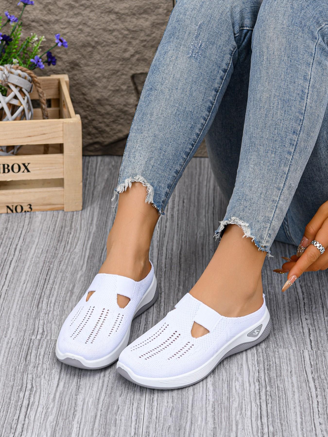 New Women's Casual Sandals, Comfortable Fashion Slip-Ons, Lightweight Soft Sole Mesh Shoes, Outdoor Commute Half-Sandals