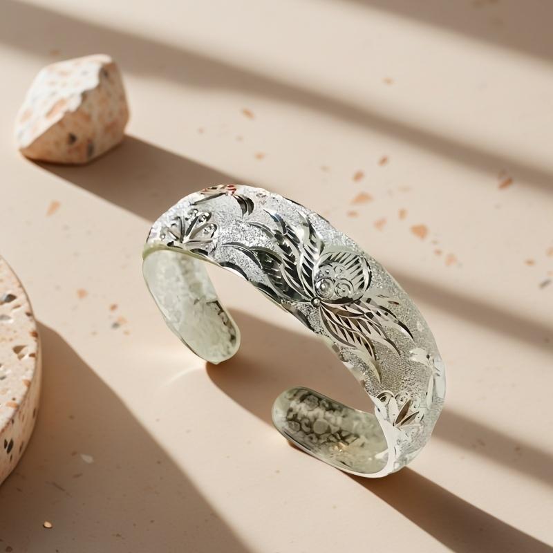 Full Silver s999 bracelet Sterling Silver bracelet Ladies Open bracelet can be freely adjusted size for mother's birthday holiday gift Silver weighing 46 g /1.62 oz