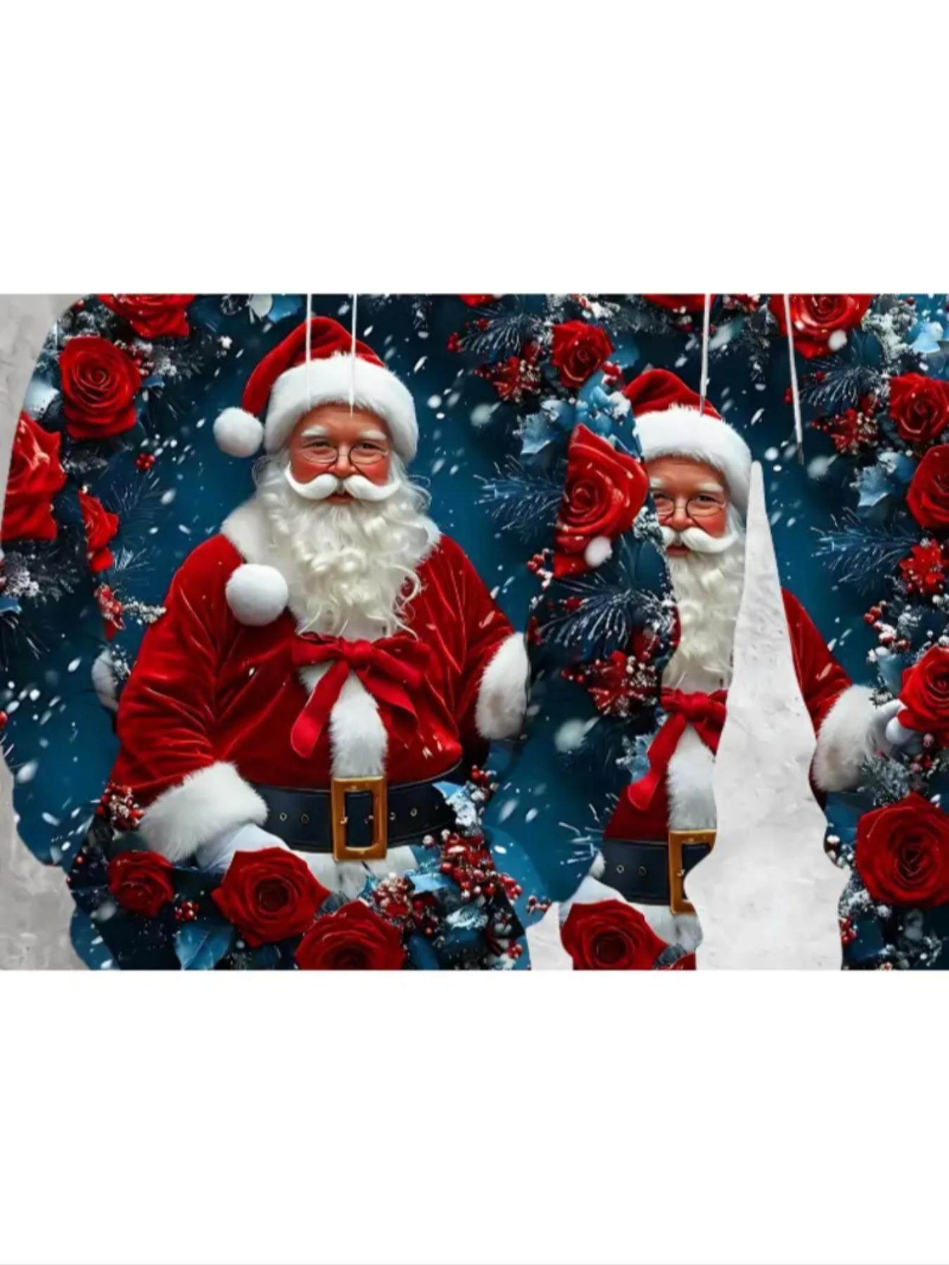 Christmas Santa Claus 3D Print Hoodie Set, Outfit, Rose Design, Fitted Long Sleeve, Comfortable Fit, Holiday, Fall & Winter
