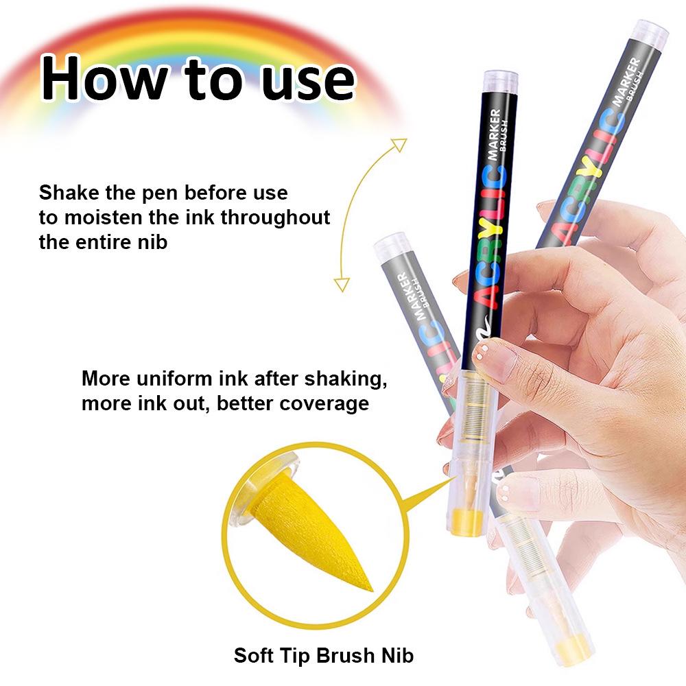 48/36 Color Watercolor Marker Set with Soft Tip, Liquid Acrylic Paint Markers for DIY Art and Graffiti, Water-Based Sketch Pens for Creative Painting, DIY Painting Supplies