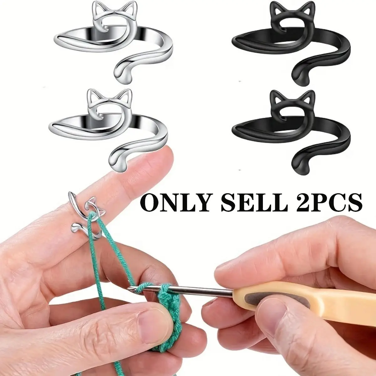 Adjustable Knitting and Crochet Loop Ring, 2 Counts Knitting Yarn Guide Finger Holders, Crochet Thread Ring, Sewing Tools, Sewing Accessories and Supplies for Home Use #GLOBAL PICKS