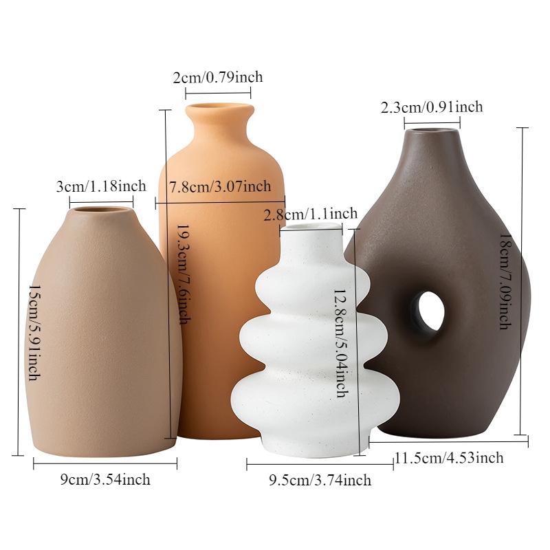 4 Piece Minimalist Ceramic Vase Set With 4 Colors Perfect for Rustic Modern Farmhouse Decor Living Room Shelf Table And Entryway Ideal Gift for All Occasions Home Decorative Vase