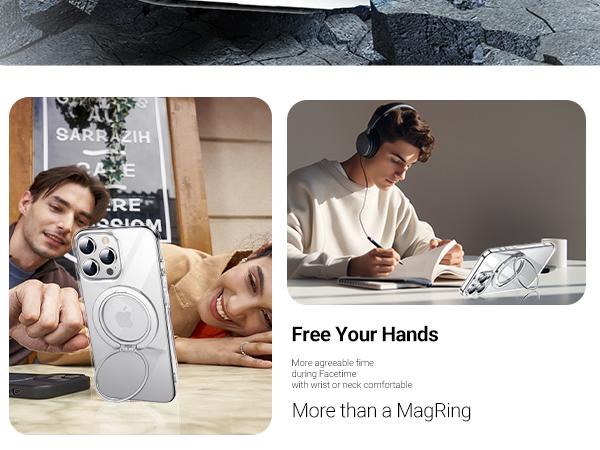 Temdan Designed for iPhone 16 Pro/16 Pro Max Case, 360°Rotatable Ring Stand Case Accessories Cover Protector Protection Protective Casing Cellphone