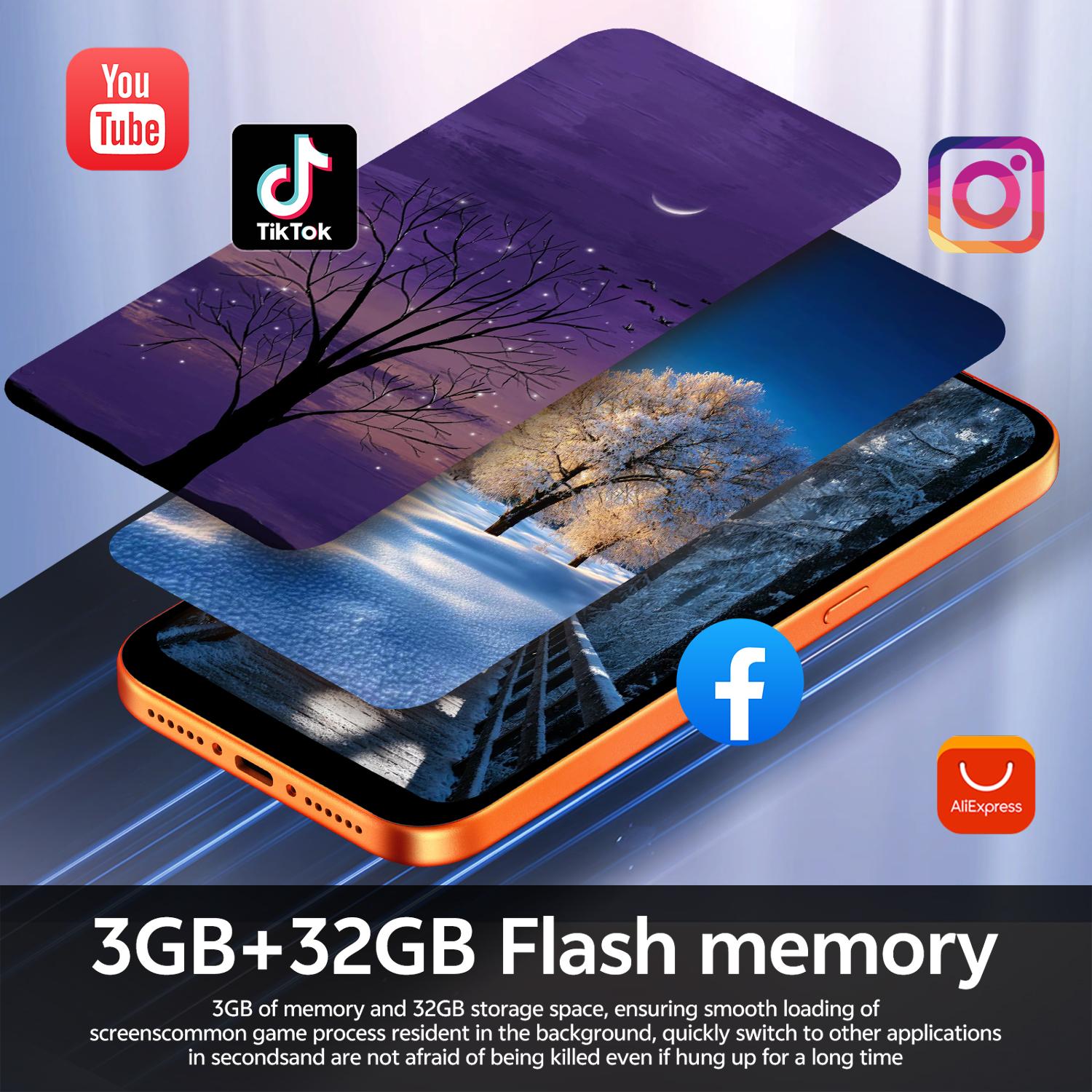 Astarry-17 Pro Max Smartphone, Android Mobile Phones, 6.75-Inch Screen, 3GB RAM + 32GB ROM, Android 12, 4100mAh Battery, 5MP Front Camera, 13MP Rear Camera