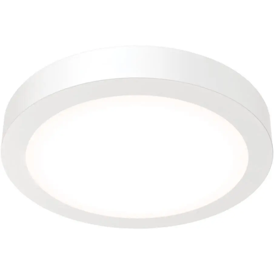 6 Inch LED Slim Ceiling Light, Low Profile Surface Mount Downlight for Shower or Closet, 3000K/4000K/5000K Selectable White, Edged Trim, Wet Rated, Matte White