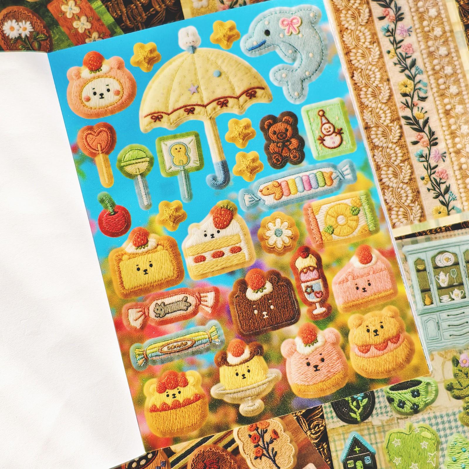 Vintage Cute Embroidered Sticker Set, Decorative Stickers, 680 Pieces, Perfect for Adult Use, Ideal for Sticker Records and Scrapbooking, Handmade, Random Covers, Vintage Versatile