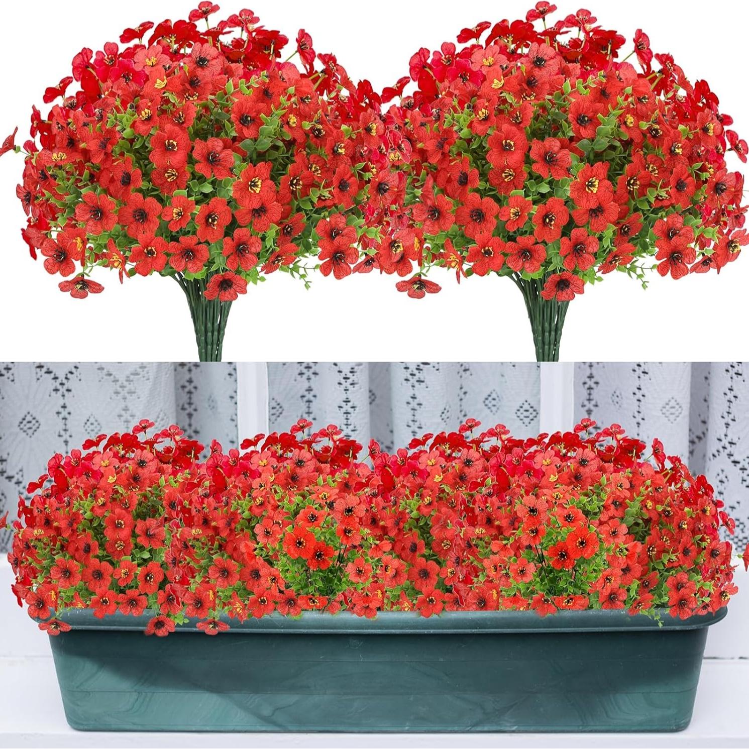 12-Piece Autumn Artificial Flower Bouquets, UV Protection Chrysanthemums, Outdoor Indoor Decor, 4 Colors, Full Season Home Decoration
