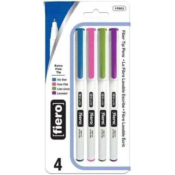 Fiero Fancy Color Fiber Tip Fineliner Pen (4/Pack)