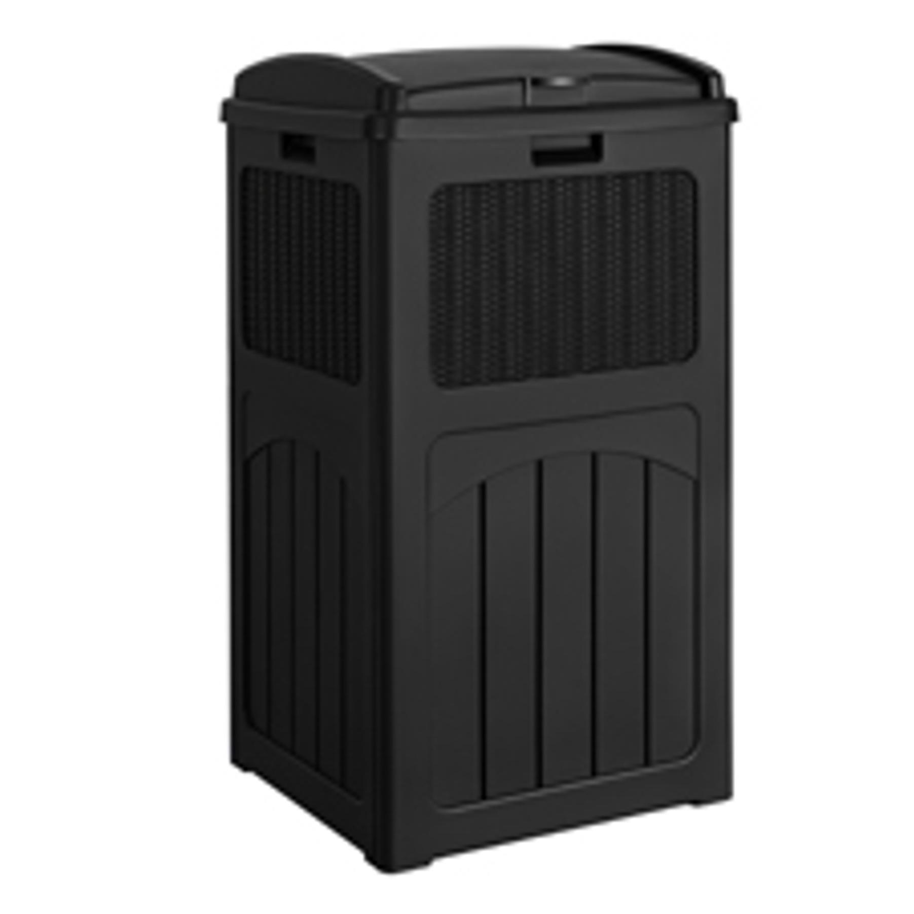 33 Gallon Outdoor Trash Can, Hideaway Garbage Bins with Tiered Lid, Waterproof Resin Outside Waste Bins for Patio, Outside Pool, Backyard and Deck(1, Deep Brown)