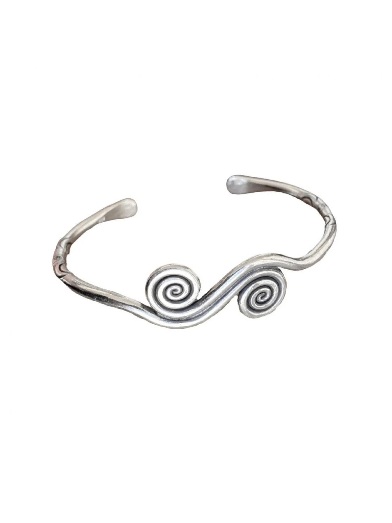 Bohemian Spiral Adjustable Cuff Bangle, Vintage Unisex Bracelet, Retro Old Look Fashion Accessory, Unique & Stylish for Daily Wear