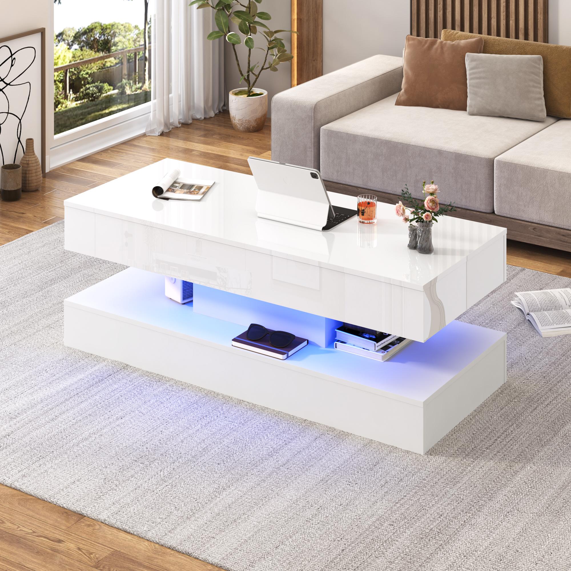 39.4"/47.2" Large Lift Top Coffee Table,Modern High Glossy LED Coffee Tables for Living Room with Storage,Black Living Room Tables for Living Room,Dining Room,Bedroom Home Office,APP LED Lights(Black/white) 39.4"/47.2" Large Lift Top Coffee Table,Modern High Glossy LED Coffee Tables for Living Room with Storage,Black Living Room Tables for Living Room,Dining Room,Bedroom Home Office,APP LED Lights(Black/white)