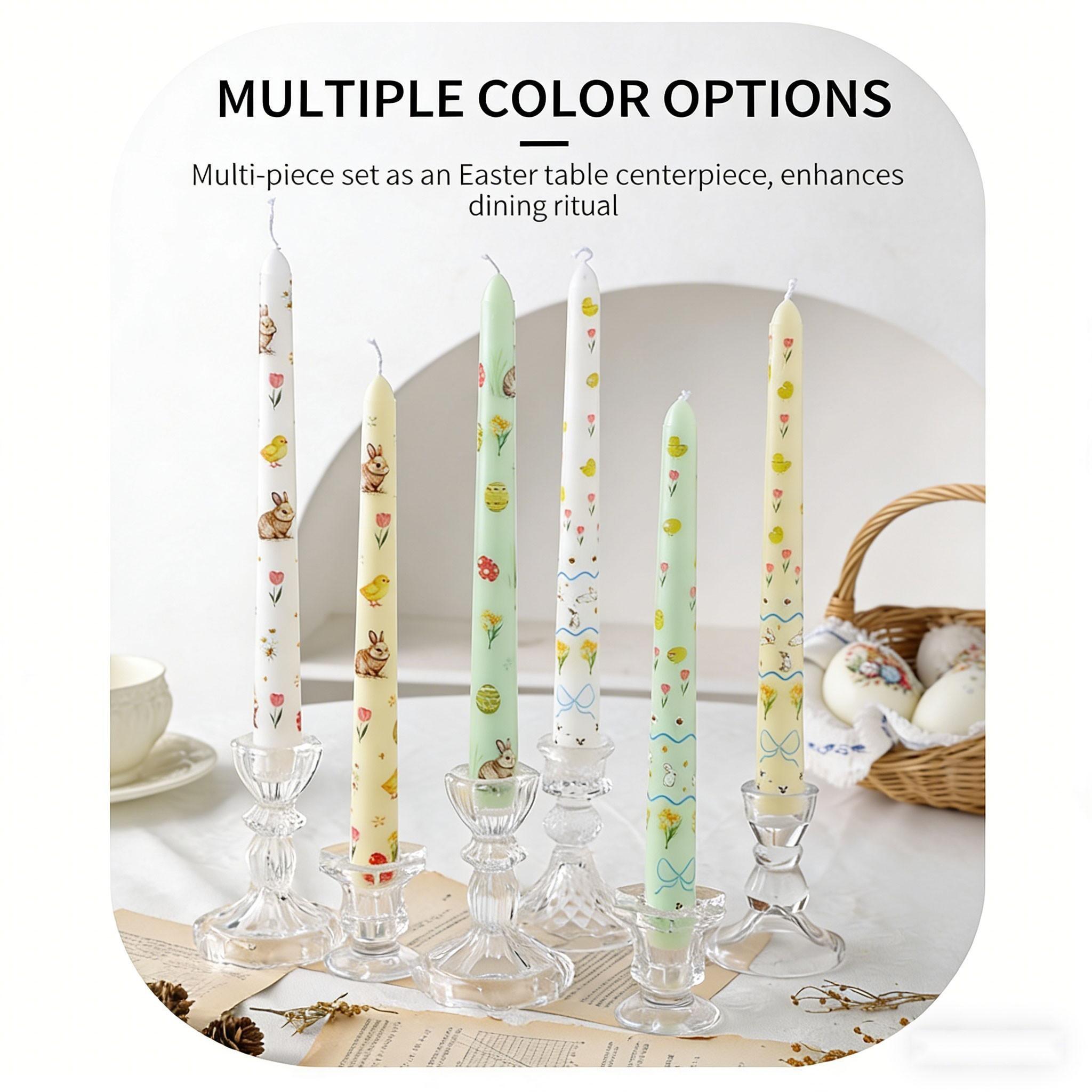 Easter Wax Set, Multi-Color Candles, Rabbit/egg/chick Prints, High-Quality Smokeless Wax, Perfect for Easter Table Decor, Home Décor, Gift Ideas