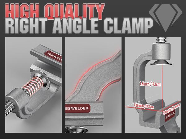 YESWELDER Heavy Duty 90° Right Angle Clamp, Aluminum Alloy Tube Clamp & Corner Fixture for Welding, Woodworking & DIY Projects